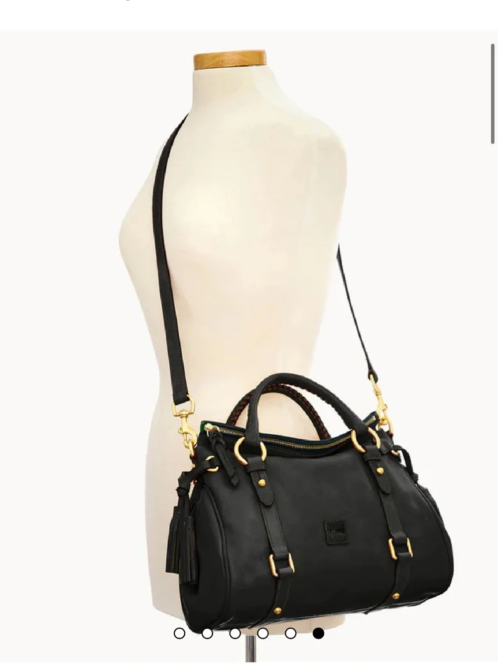 Dooney & Bourke Black Florentine Satchel (large) with Gold Hardware